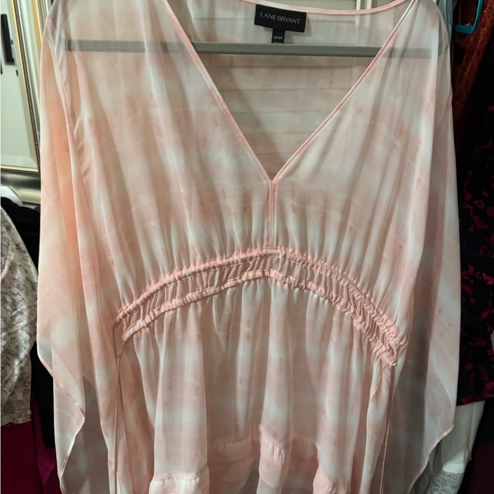 Lane Bryant Pink Dolman Sleeve sheer Blouse